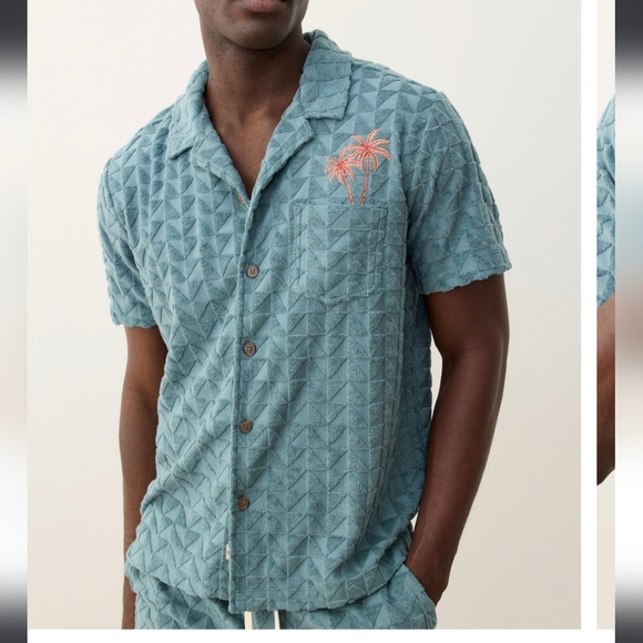 Marine Layer Textured Terry Resort Short Sleeve Shirt - Picture 2 of 6